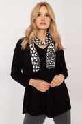 Jersey Nora negro de canalé con escote en V y pañuelo de lunares